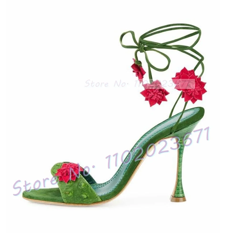 Red Flowers Lace-up Green Sand – Luxury Lifestyle Bewertung und Preis