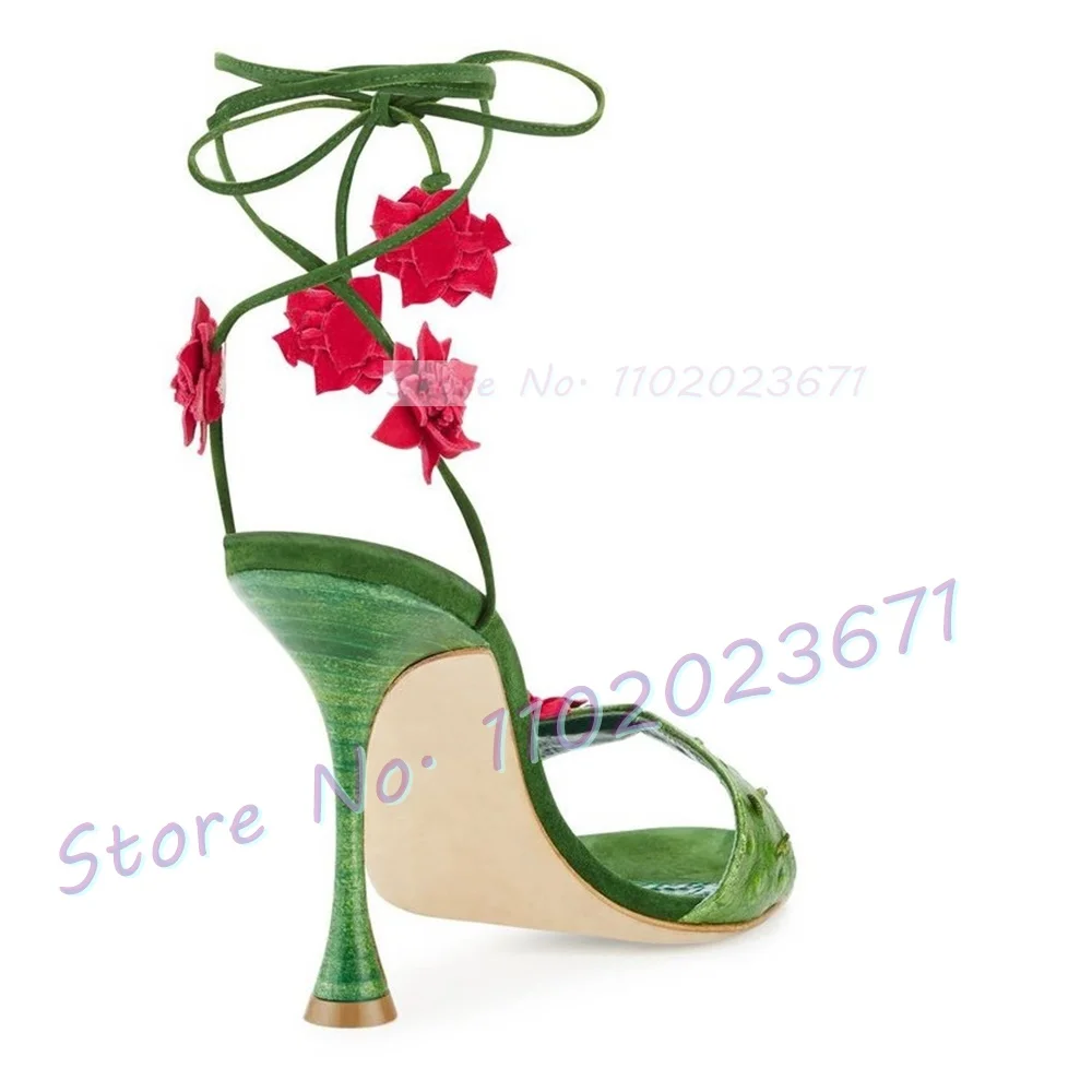 Red Flowers Lace-up Green Sand – Luxury Lifestyle Bewertung und Preis